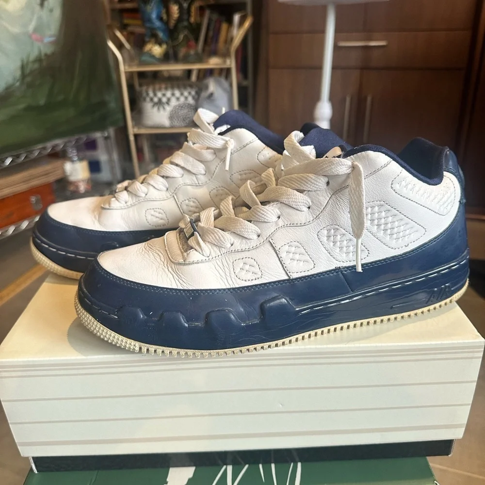 Jordan Fusion 9 Low White Midnight Navy Sneakers Men’s 11.5 362279-141